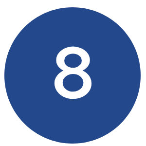 8 in blue circle 8 in blue circle