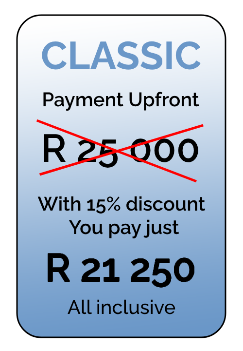 Fees: CLASSIC Track Africa Upfront R21250 Fees: CLASSIC Track Africa Upfront R21250