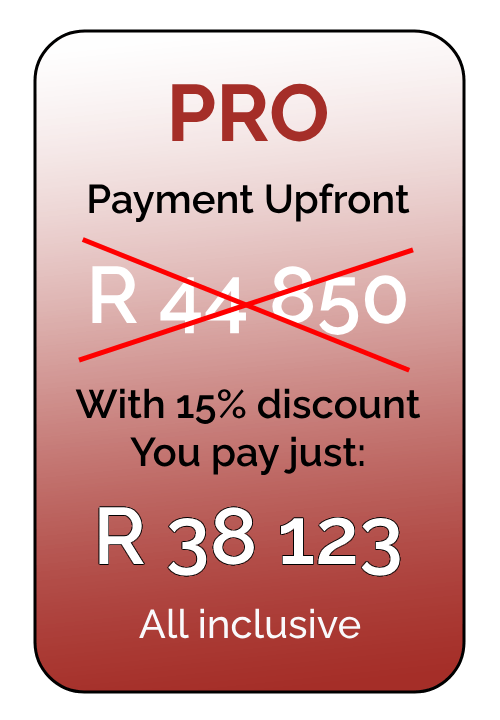 Fees: PRO Track Upfront R38123 Fees: PRO Track Upfront R38123