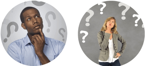 Man and woman questioning Man and woman questioning