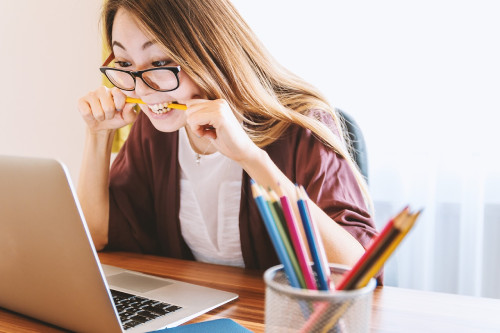 Online learning with woman at laptop Online learning with woman at laptop