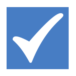 Light blue square with tick