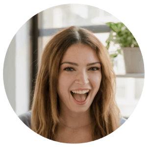 Woman showing excitement in circle