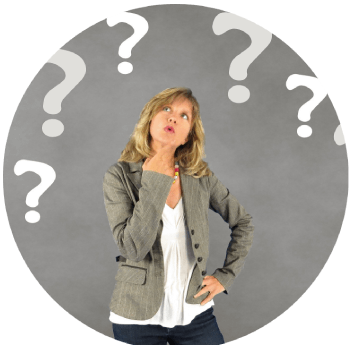Woman questioning in a circle