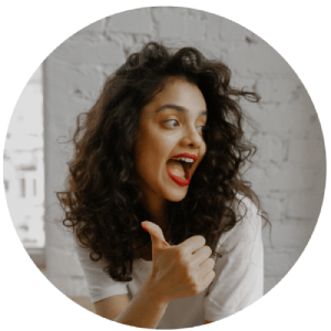 Woman thumbs up in circle